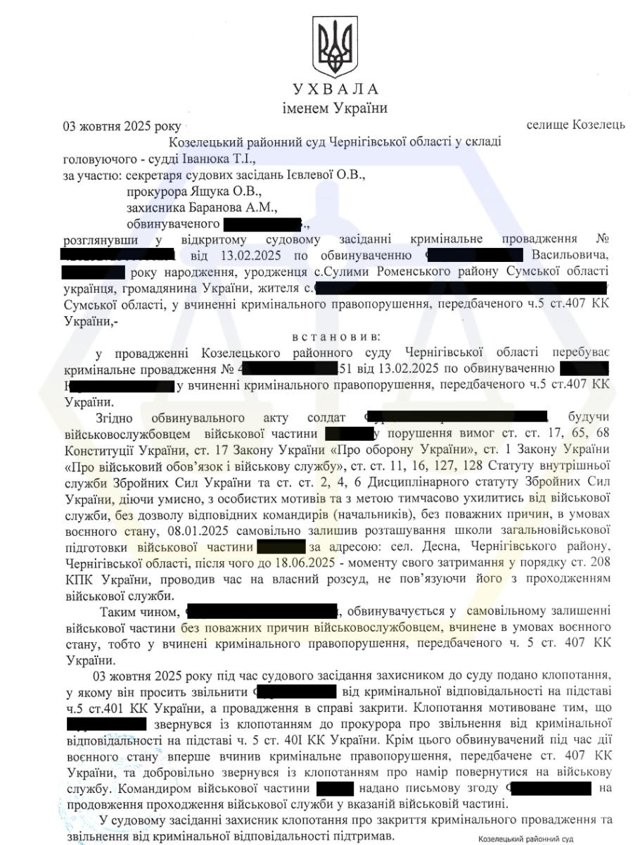 ЗВІЛЬНИЛИ ВІД ВІДПОВІДАЛЬНОСТІ ЗА СЗЧ - Ч.1